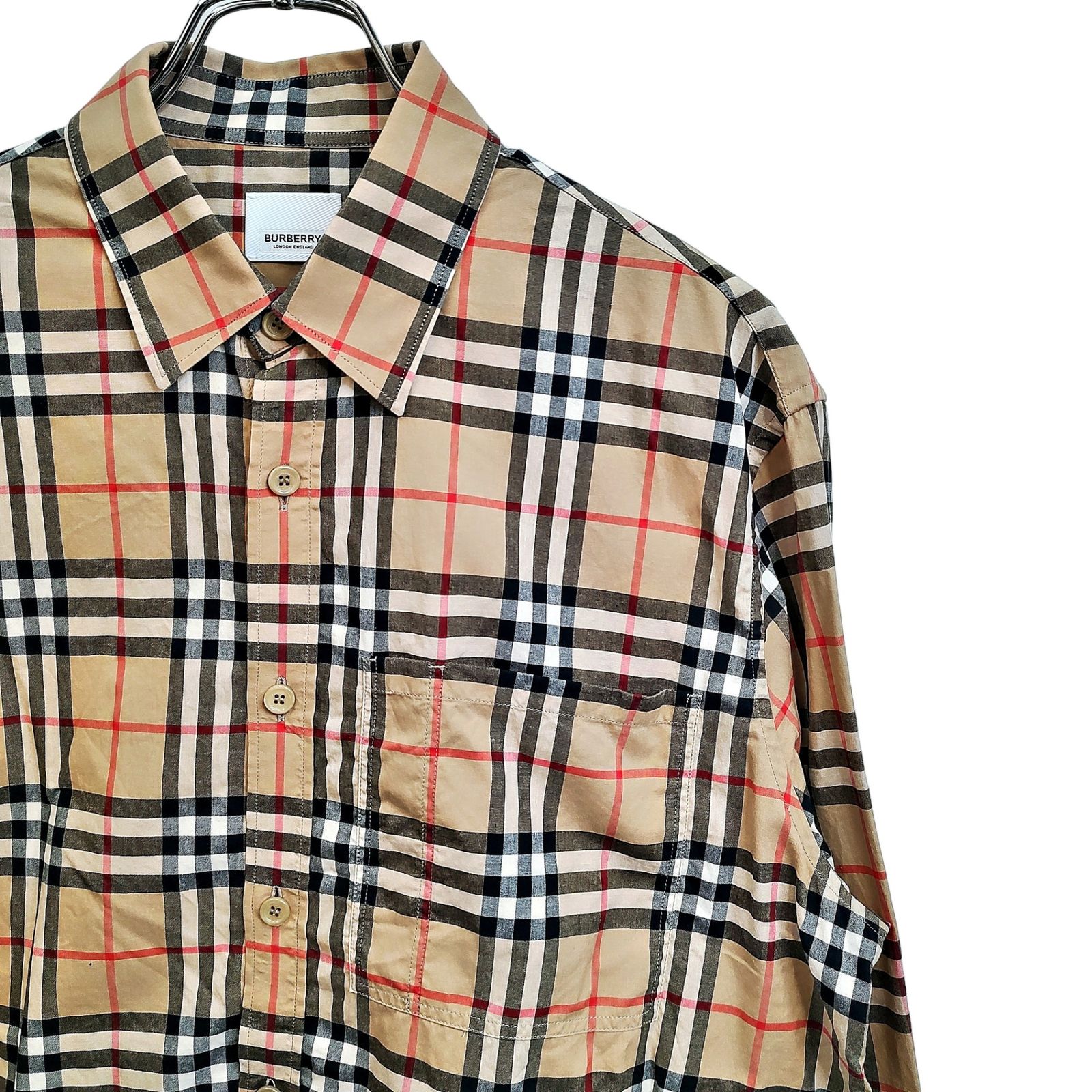 BURBERRY バーバリー ロゴプリント ノバチェック 長袖 シャツ 8017567