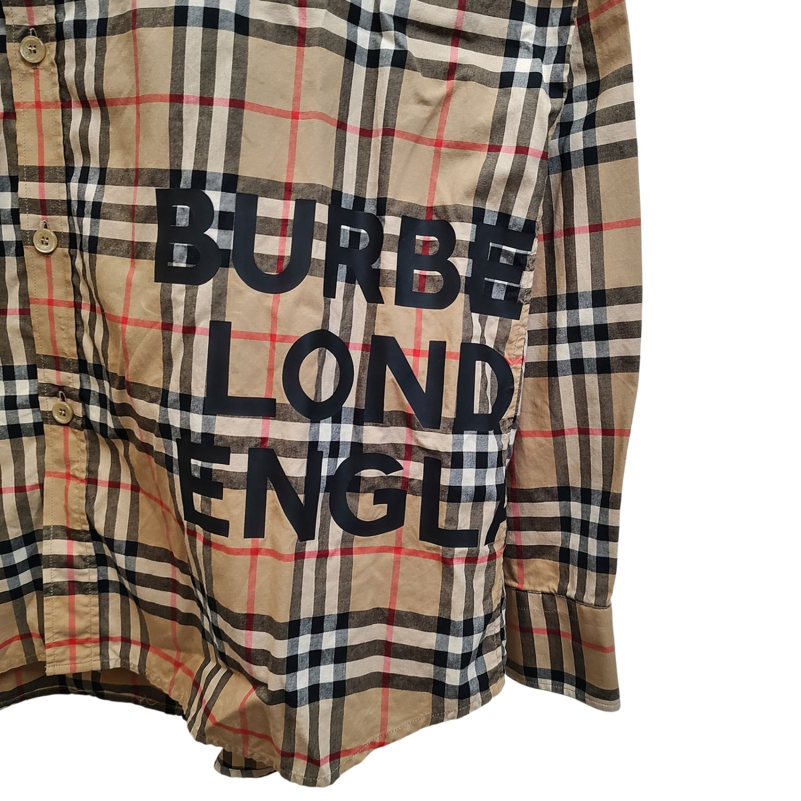 BURBERRY バーバリー ロゴプリント ノバチェック 長袖 シャツ 8017567