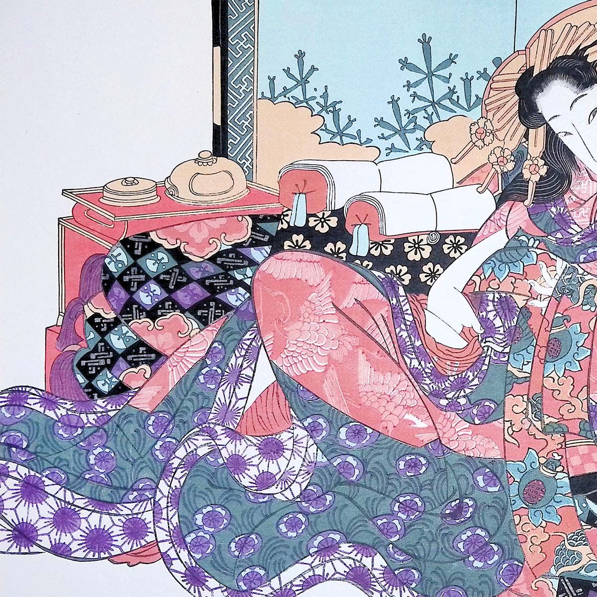 溪斎英泉 ふたつ枕 あぶな絵十二帖 第4図 人物画 浮世絵 美人画 春画