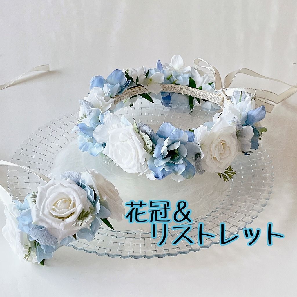 花冠 /リストレット2点セット 　カチューシャ ヘアアクセサリー 女子 ヘッドドレス フ モチーフ 髪飾り