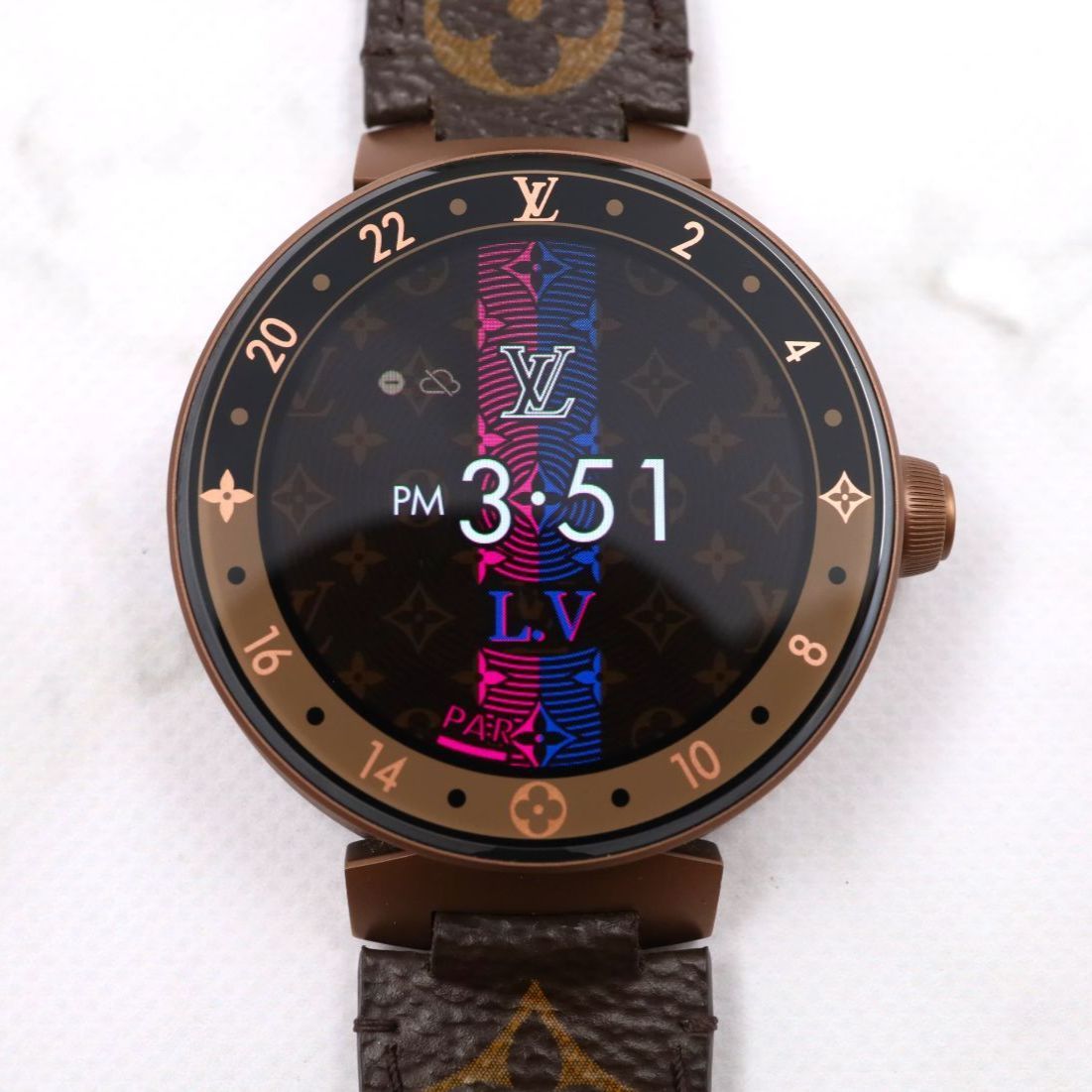 [Many accessories & operation guarantee] A (close to unused item) Louis Vuitton Tambour Horizon V2 Brown Light Up V3