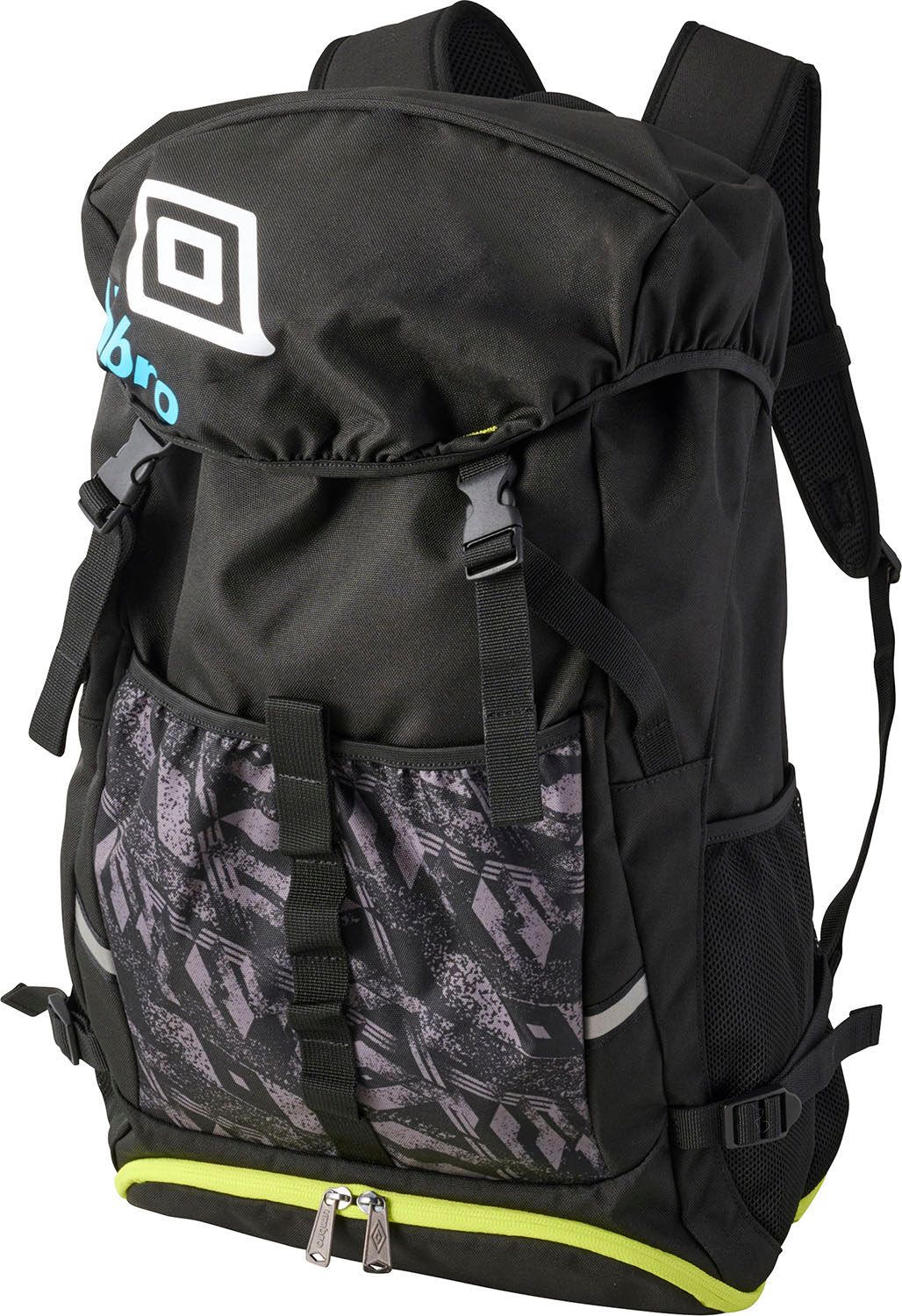 アンブロ umbro サッカー バックパック ボールネット付 フットボール バッグ カバン リュックサック デイパック 小物 収納 ポケット 部活動 クラブ サークル スクール チーム UF5SBP02U BKLM ブラック×ライム