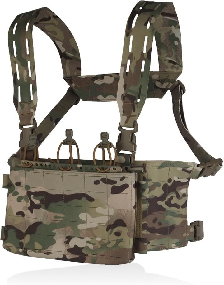 MILQUEST チェストリグ サバゲー 軽量 MOLLE対応 5.56マガジンポーチ付き タクティカルベスト (カモフラージュ, Free Size) 9,344円
