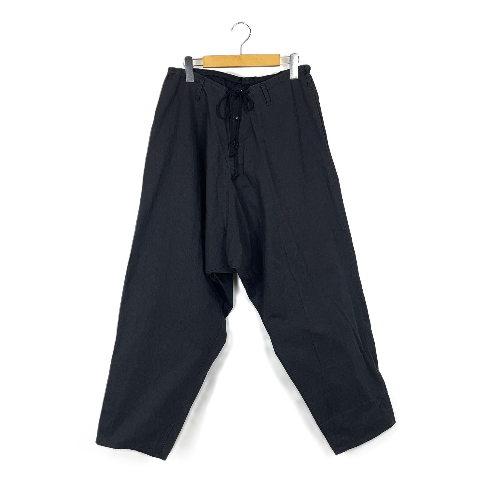 Y'S　Yohji Yamamoto　ワイズ　ヨウジヤマモト　YO-P73-059　ステッチタグ　ウエストドローコード　ワイドサルエルパンツ　サイズ2　ブラック 15,400円