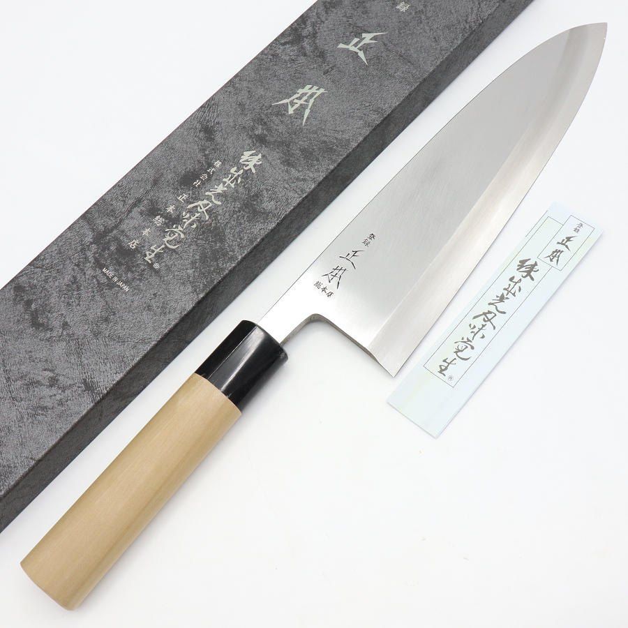 【新品】正本総本店 本霞 玉白鋼 出刃包丁 KS2024 八寸 栗型柄 刃渡り約240mm 和包丁 24,836円