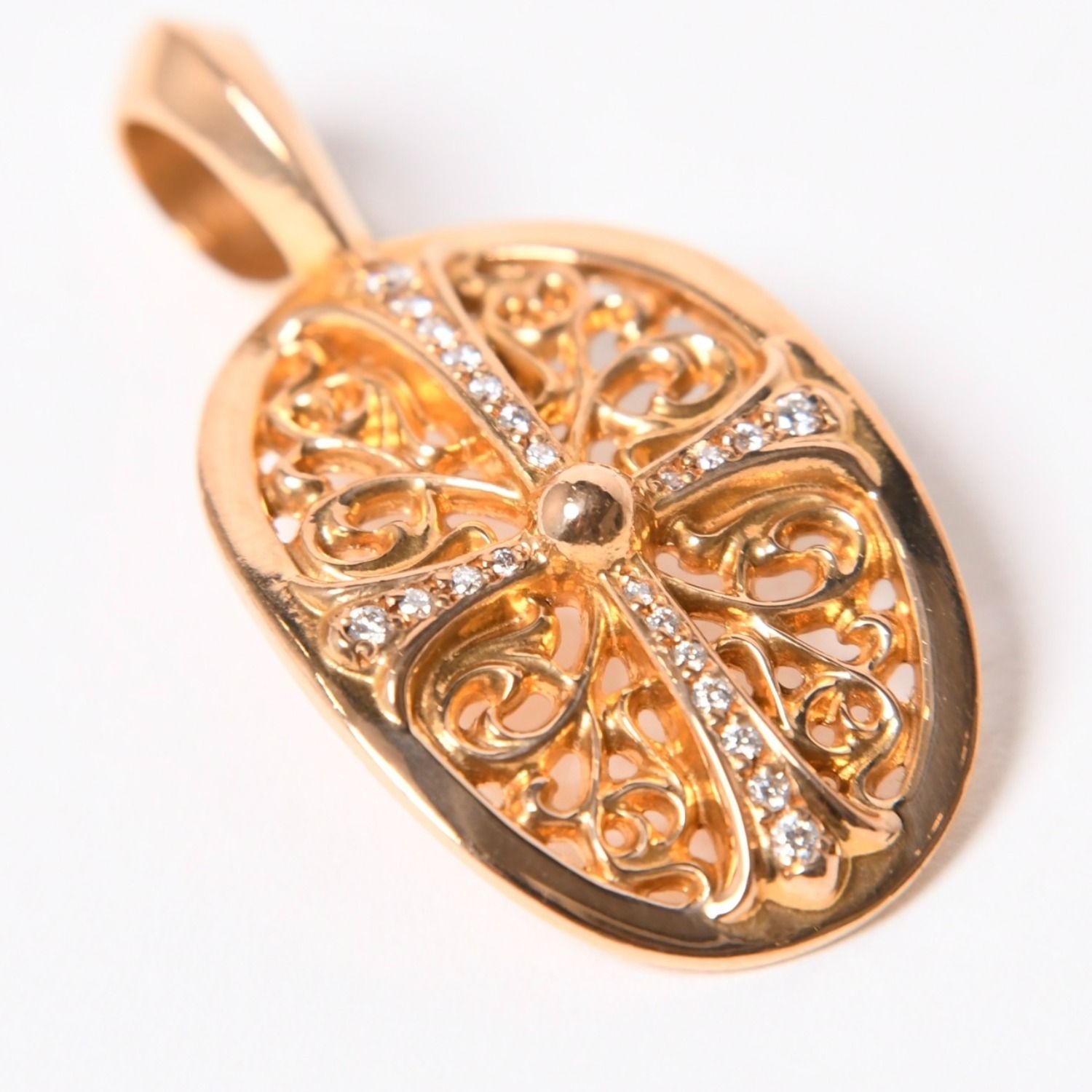 極美品 CHROME HEARTS クロムハーツ 22K TINY CLASSIC OVAL CROSS