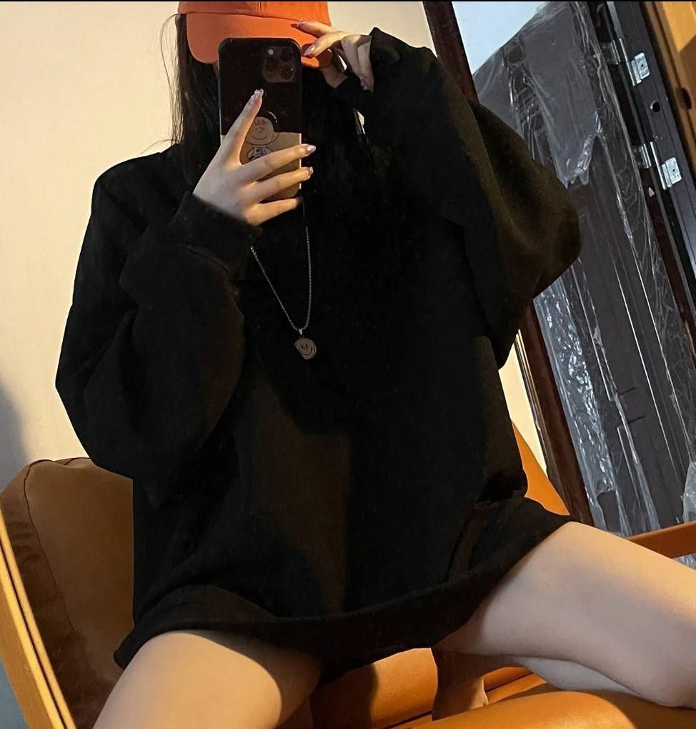 レディース 薄手 トレーナー 長袖 秋服 無地 ゆったり 体型カバー クルーネック トップス ブラック 黒 thumbnail 8