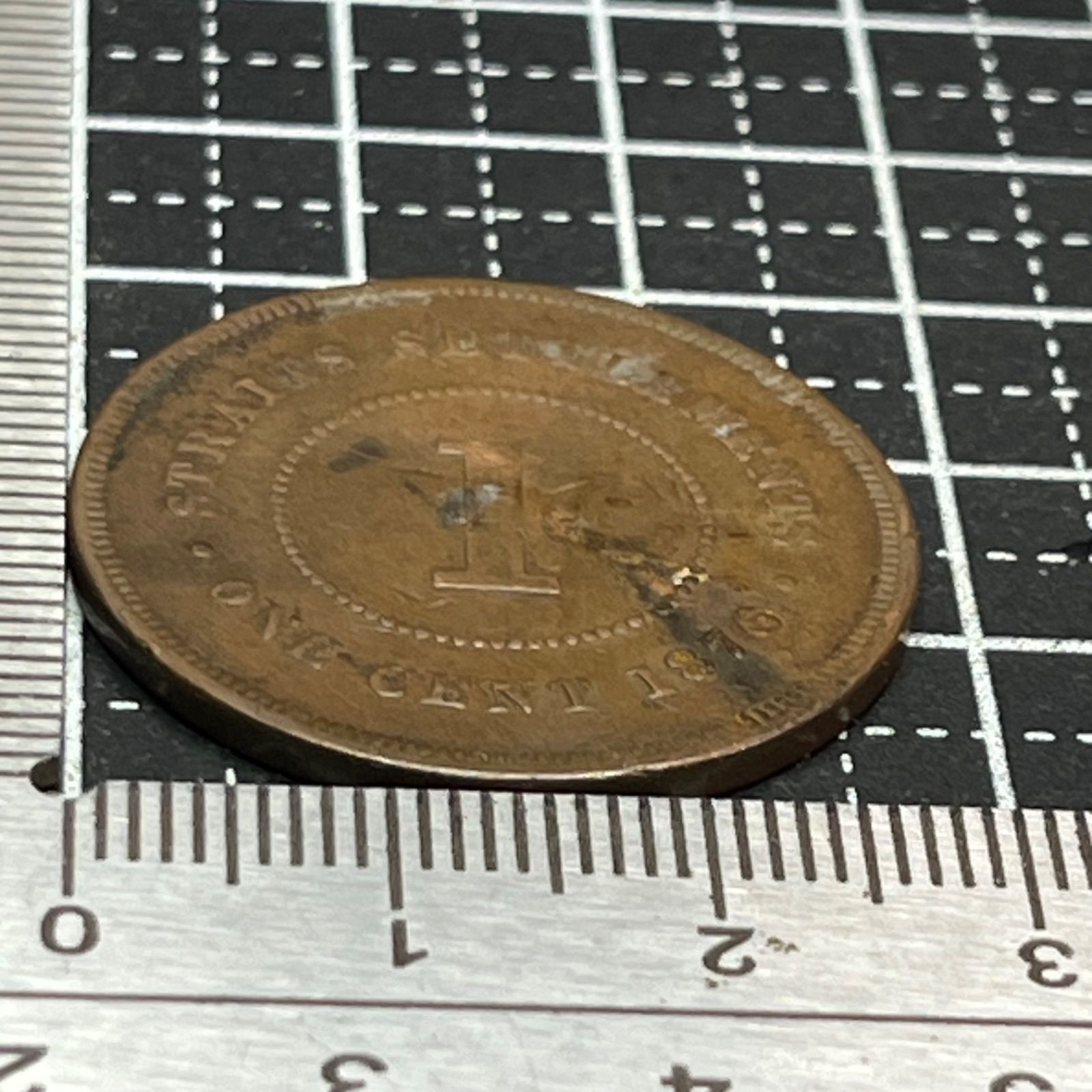 古銭】1876年 英領海峡植民地 1セント銅貨 ヴィクトリア女王 若年肖像