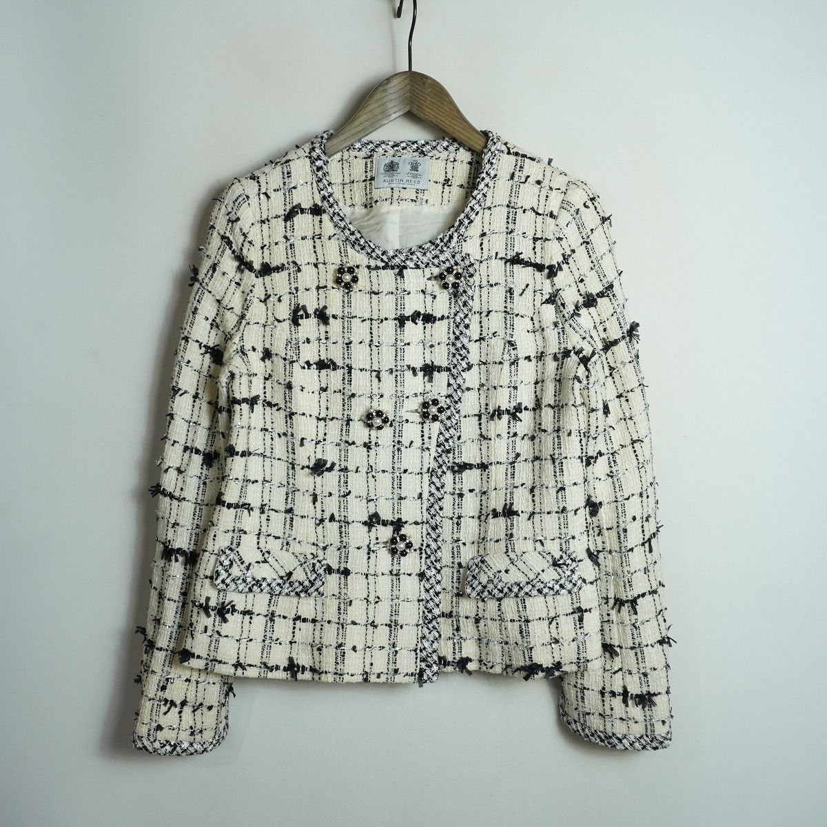 新品 AUSTIN REED オースチンリード ノーカラー ミックス ツイード
