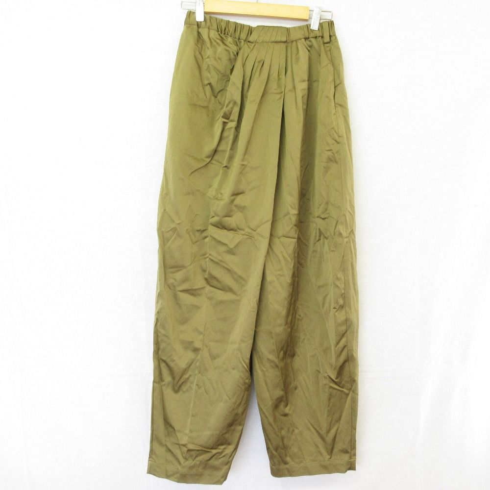 美品 25SS Curensology カレンソロジー サテンドレープパンツ CL505011ER Fサイズ カーキ レディース 古着 中古 USED