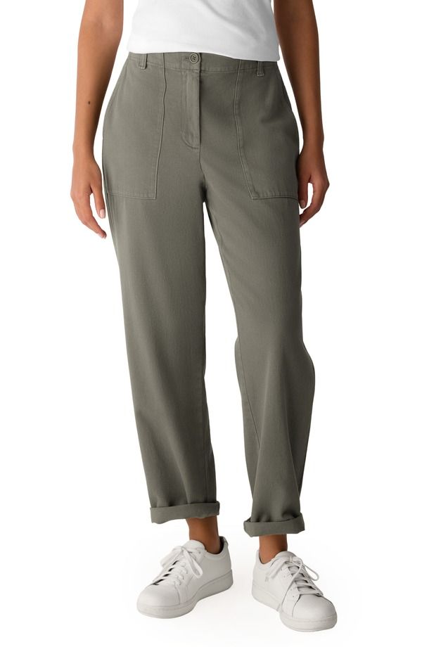 エイリーンフィッシャー レディース ボトムス レギンス パンツ コットン Eileen Fisher Easy Tapered Organicotton Pants Bayleaf