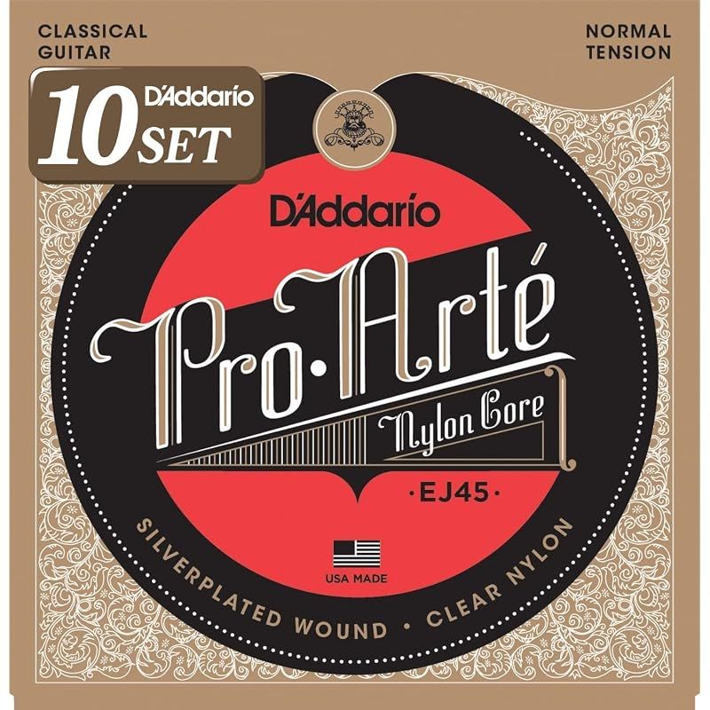 D'Addario ダダリオ クラシックギター弦 プロアルテ Silver/Clear Normal EJ45 x 10セット 【国内正規品】 0