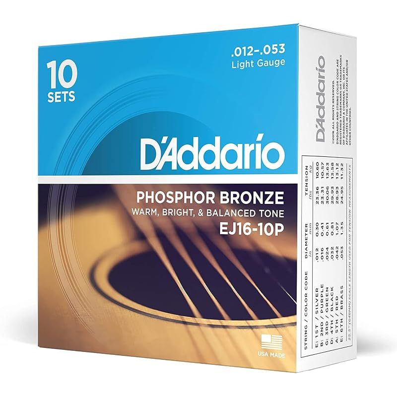 D'Addario ダダリオ アコースティックギター弦 Phosphor Bronze .012-.053 Light 10set入りパック EJ16-10P 【国内正規品】 0 11,096円