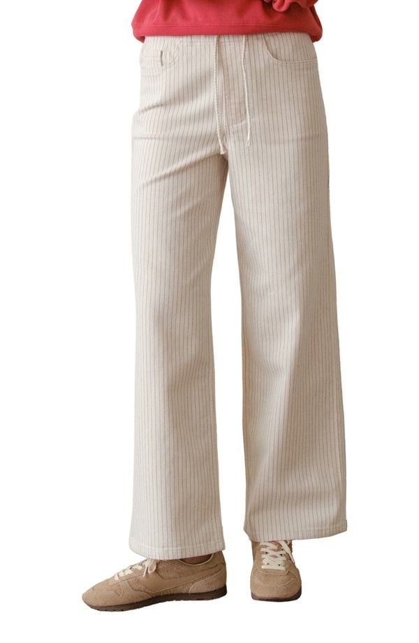 マリーン レイヤー レディース ボトムス レギンス ワイドレッグ パンツ Marine Layer Ella Stripe Wide Leg Drawstring Pants Ticking Stri