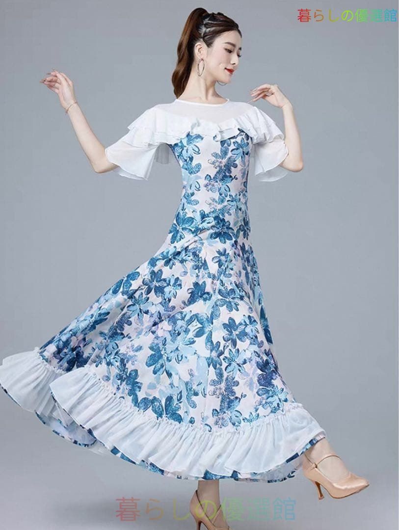 新品 大人気花柄ワンピースで練習も気分が上がる！ダンスパーティーや発表会でも活躍 lf831