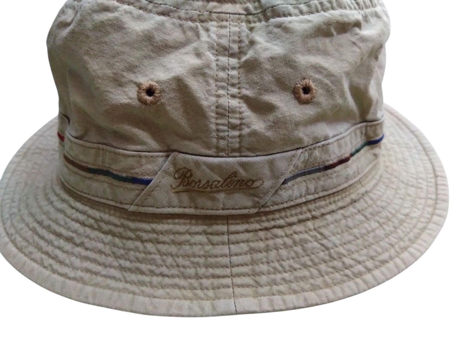 50's Borsalino ボルサリーノ　ハット　ベージュ　ヴィンテージ Borsalino】ボルサリーノ ハット M 56.5cm ベージュ 刺繍 ヴィンテージ