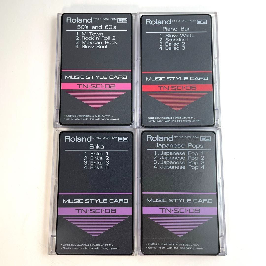 Roland 音源モジュールＲＯＭカード ４枚 STYLE DATA ROM MUSIC STYLE CARD スタイルデータロム ミュージックスタイルカード [TN-SC1-02][TN-SC1-06][TN-SC1-08][TN-SC1-09]【現状品】