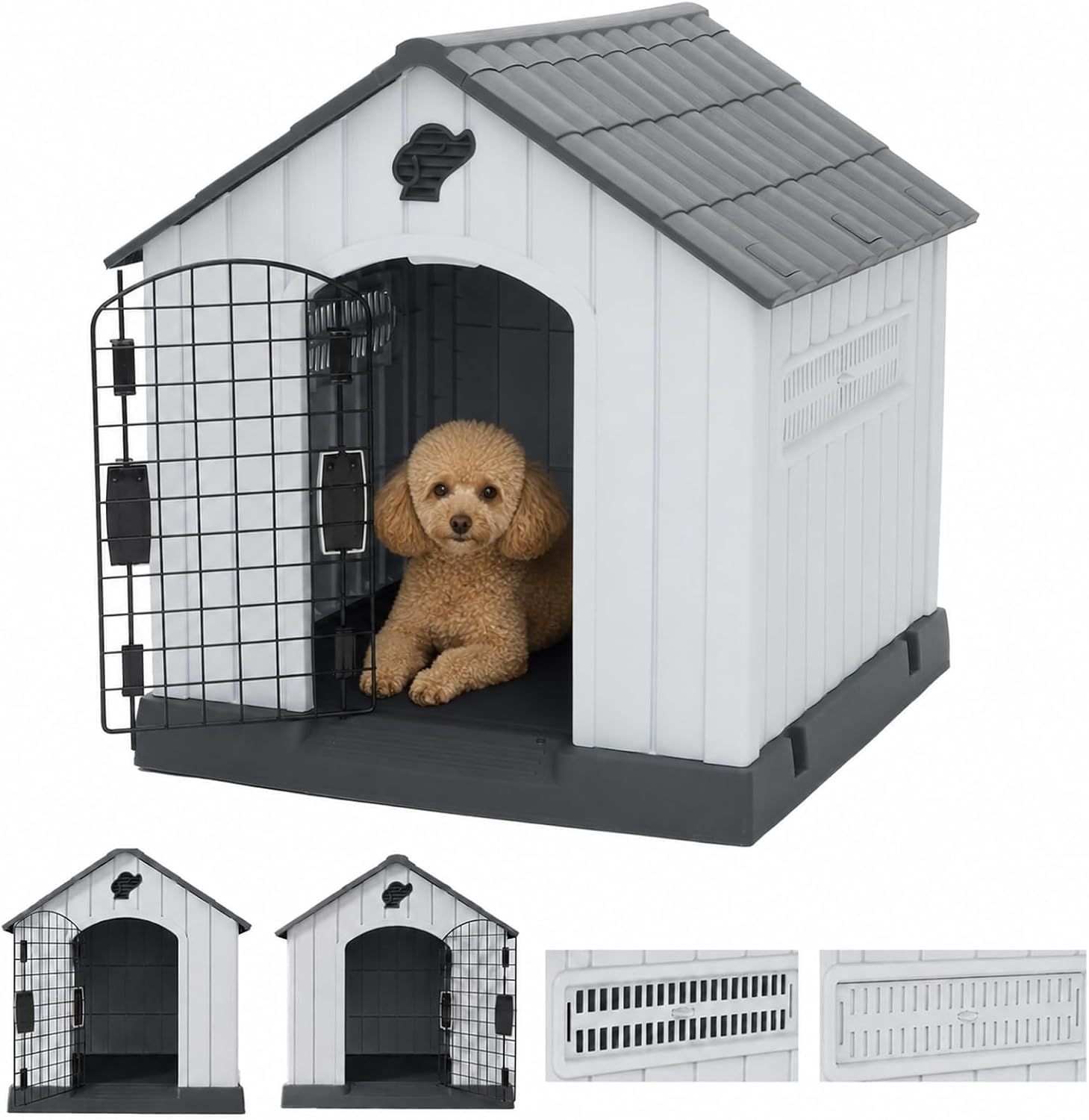 HopeFamily 犬小屋 プラスチック製 ドッグハウス 屋外 15kg以下対応 小型犬 中型犬用 65.9×69.9×70.2cm 高床式 9,994円