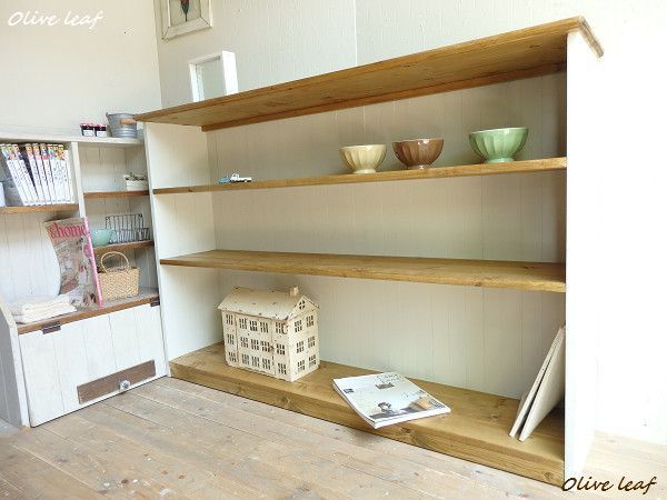 サイズオーダー可！超ワイドキャビネット●シャビーホワイト無垢材●受注製作 納期は4、5週間後