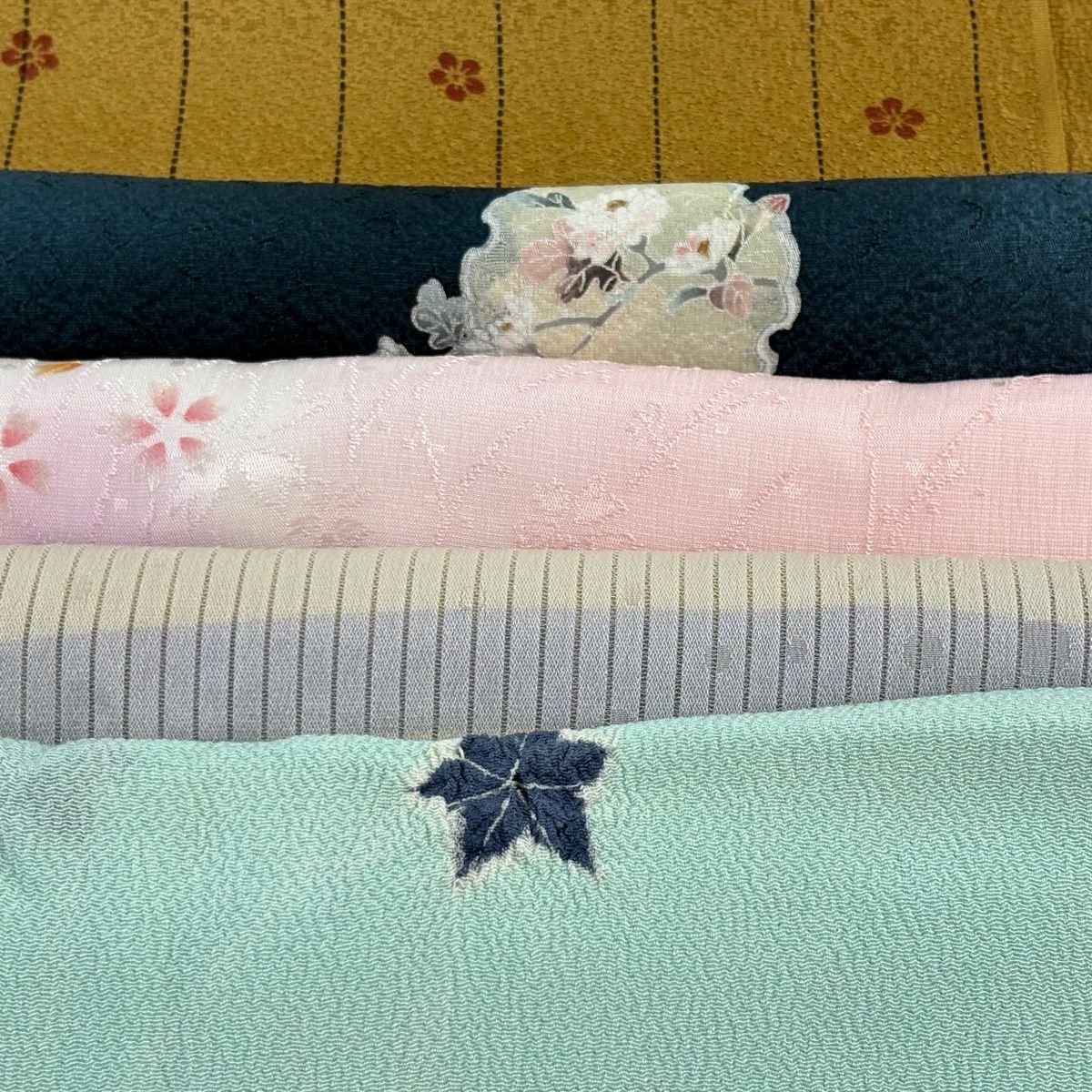 帯揚げ 優品 帯揚げ5枚セット 薄緑 正絹 和装小物 【中古】