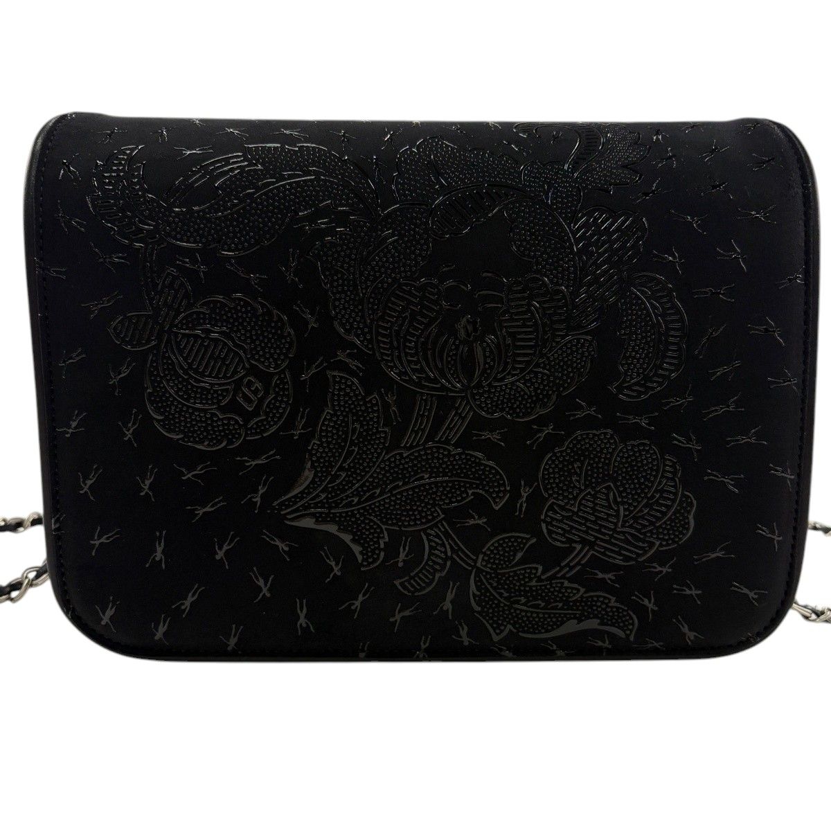 【美品】 和装バッグ 逸品 印傳屋 セミフォーマル 草花 黒 鹿革 和装小物 【中古】
