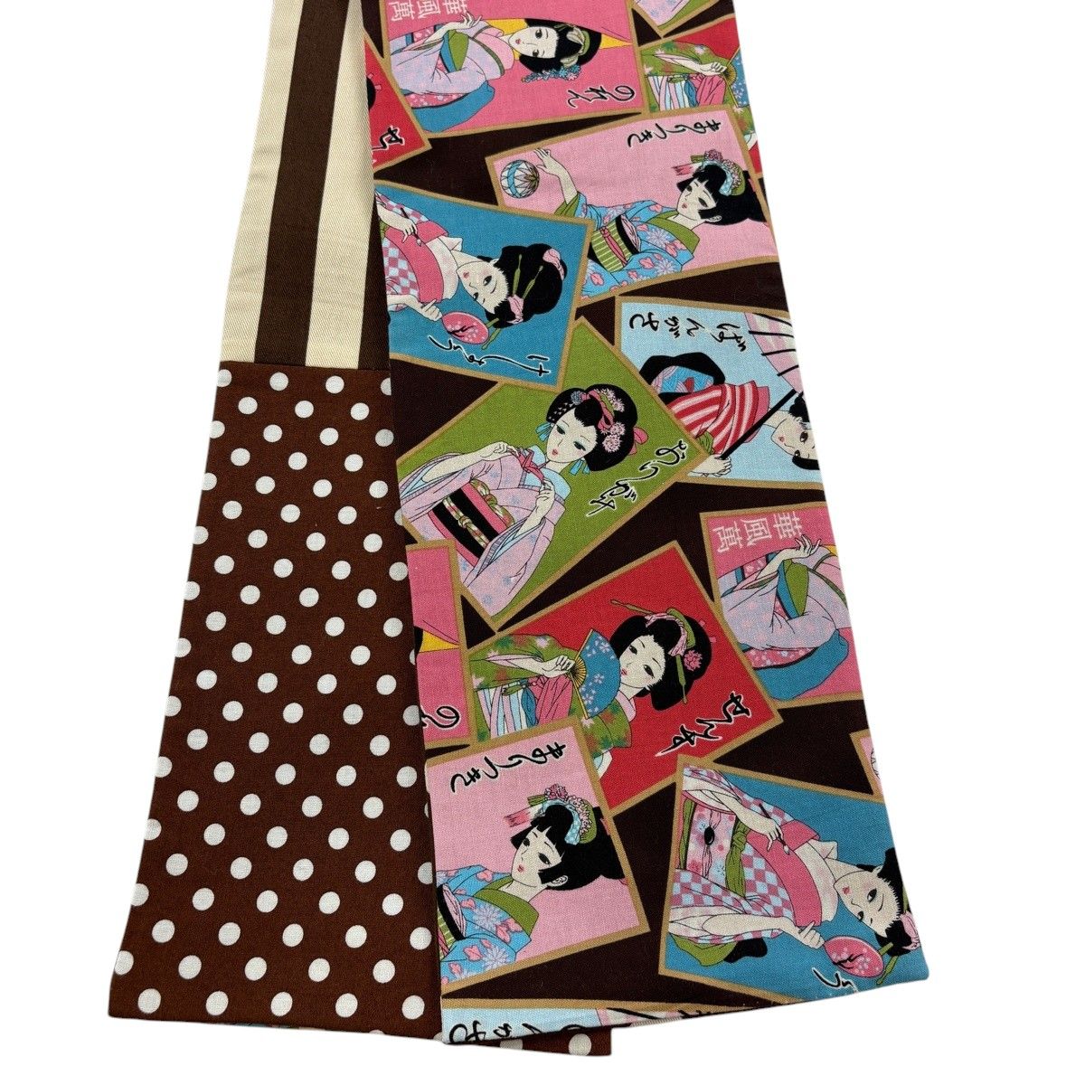 【美品】半幅帯 秀品 かるた 茶色 綿 【中古】 9,660円