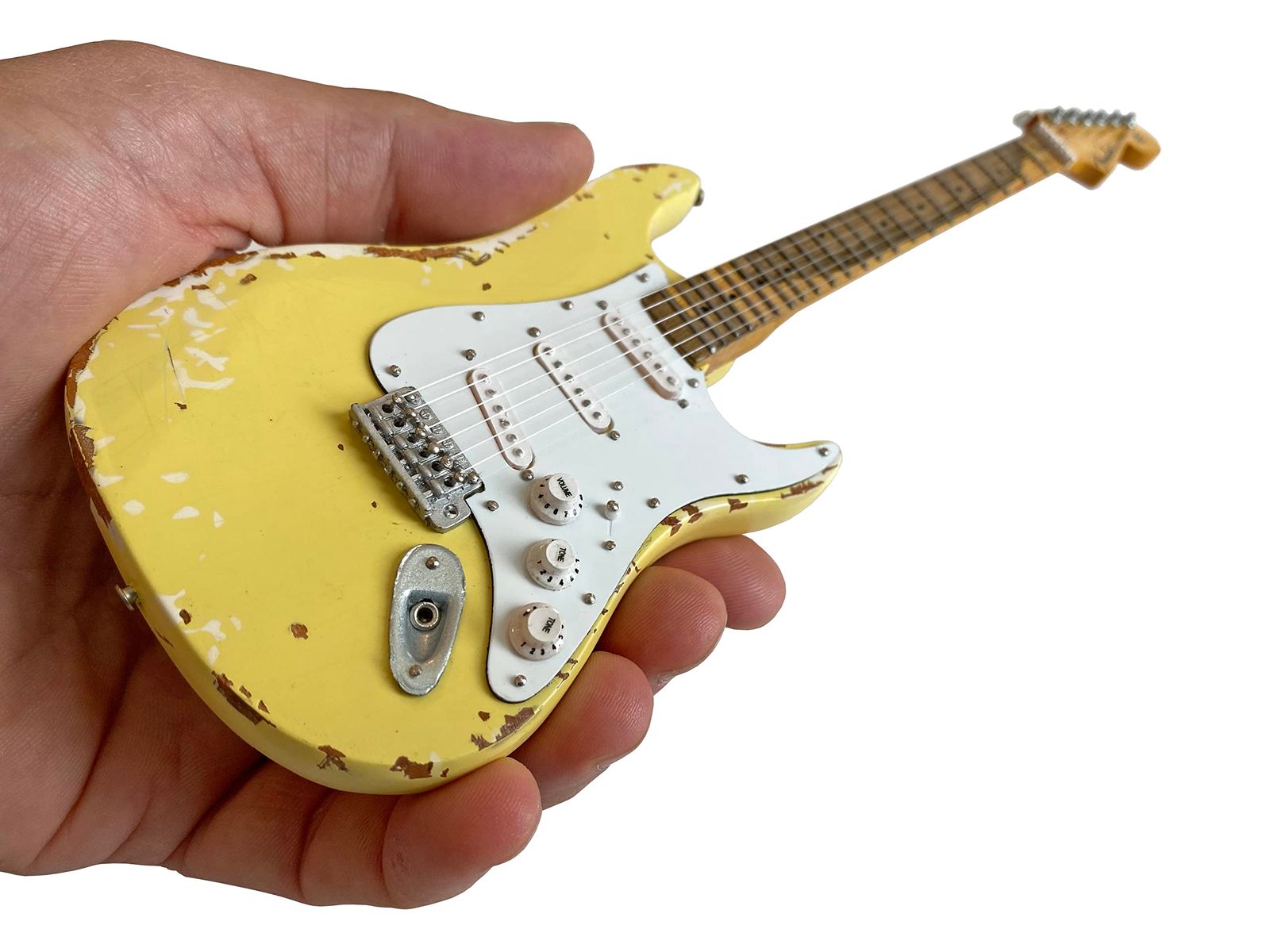AXE HEAVEN Yngwie Malmsteen Mini Fender™ Strat™ 酷使オリンピックホワイトフィニッシュギターモデルレプリカ