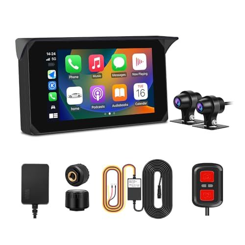 VSYSTO バイク用ドライブレコーダー CarplayとAndroid Auto対応 5インチ 日本製前後カメラ 150°広角 USB給電 CS5★
