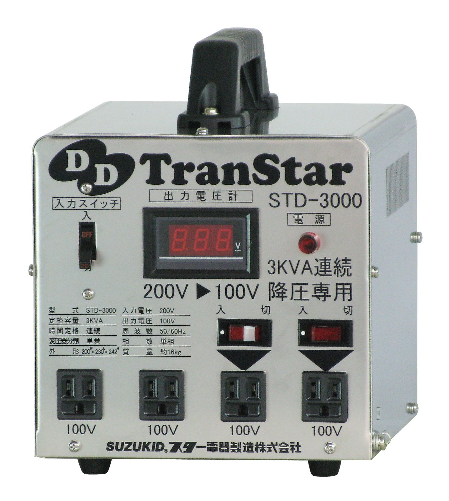 SUZUKID ポータブル変圧器 DDトランスター 降圧専用 STD-3000