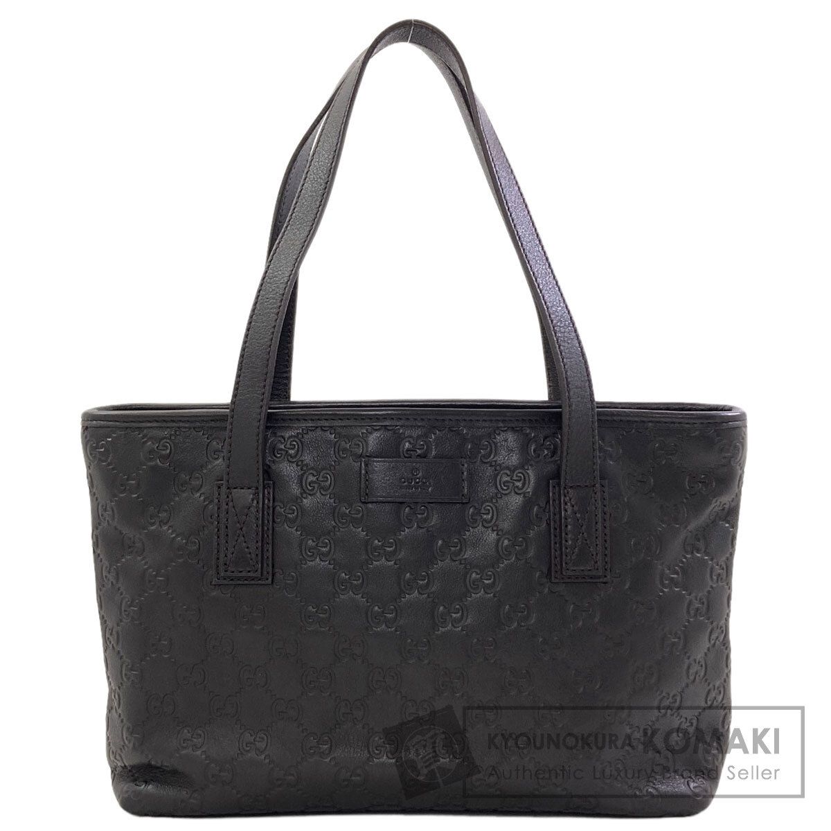 グッチ　シマ　黒レザーハンドバッグ　211133 GUCCI グッチ 211133 GGシグネチャー シマ トートバッグ レザー