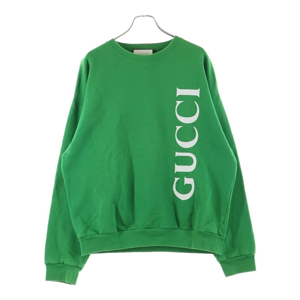 GUCCI (グッチ) フロントロゴプリント クルーネックトレーナー スウェット グリーン CA37394