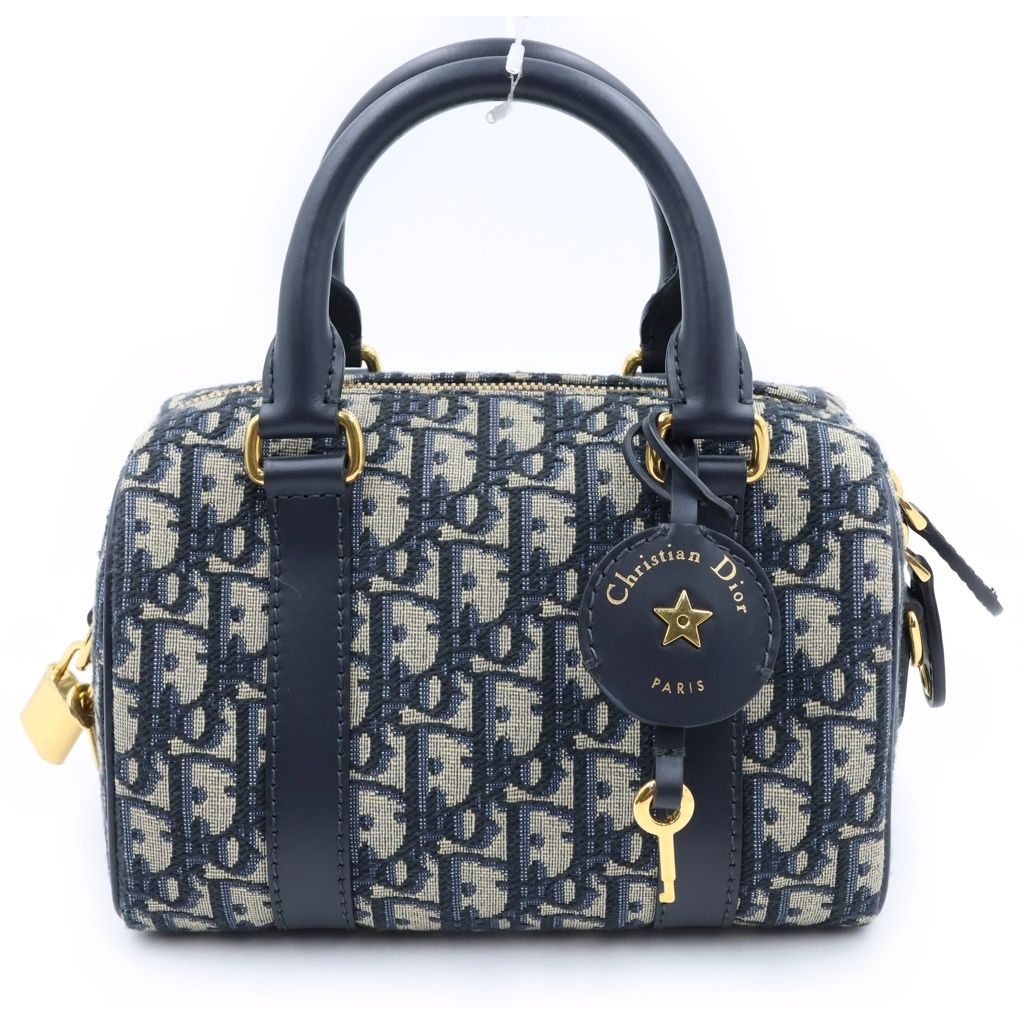 Christian Dior (クリスチャンディオール) グルーヴ20 オブリーク 2WAY ハンドバッグ ボストンバッグ キャンバスxレザー ネイビー M1364UTZQ_M928