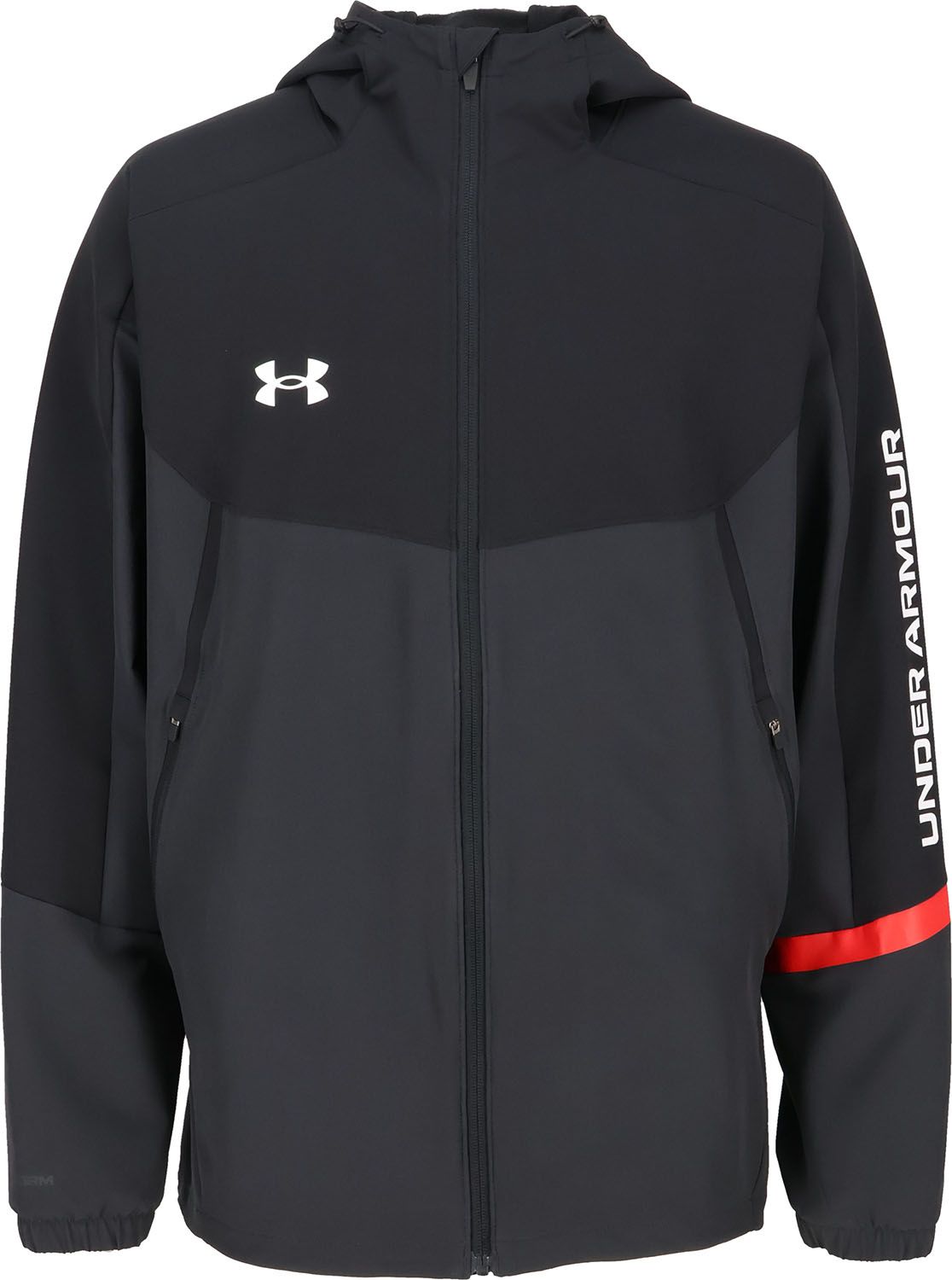 アンダーアーマー UNDER ARMOUR UA BRUSHED WOVEN JACKET メンズ アウター パーカー 上着 フーディー 撥水 フルジップ トレーニング 裏起毛 ストレッチ 6016749 001 BLACK//