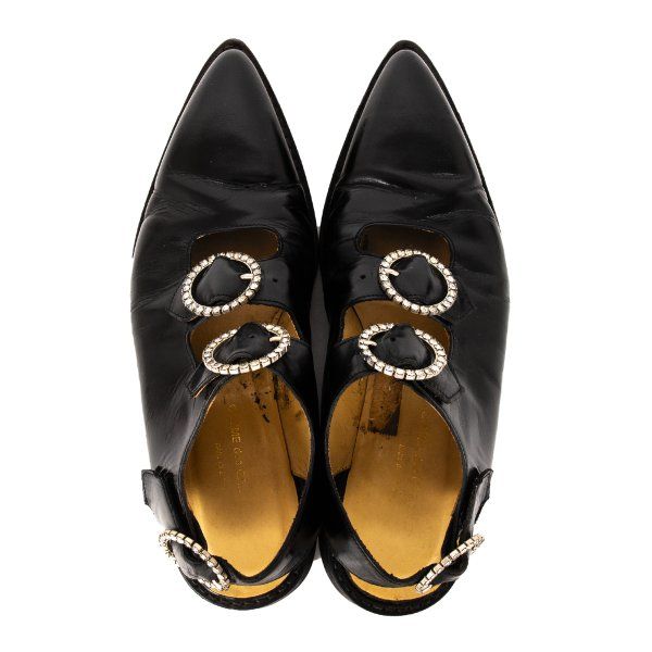 【COMME des GARÇONS】ラインストーン　バックルシューズ コムデギャルソンCOMME des GARCONS ラインストーンバックルレザー