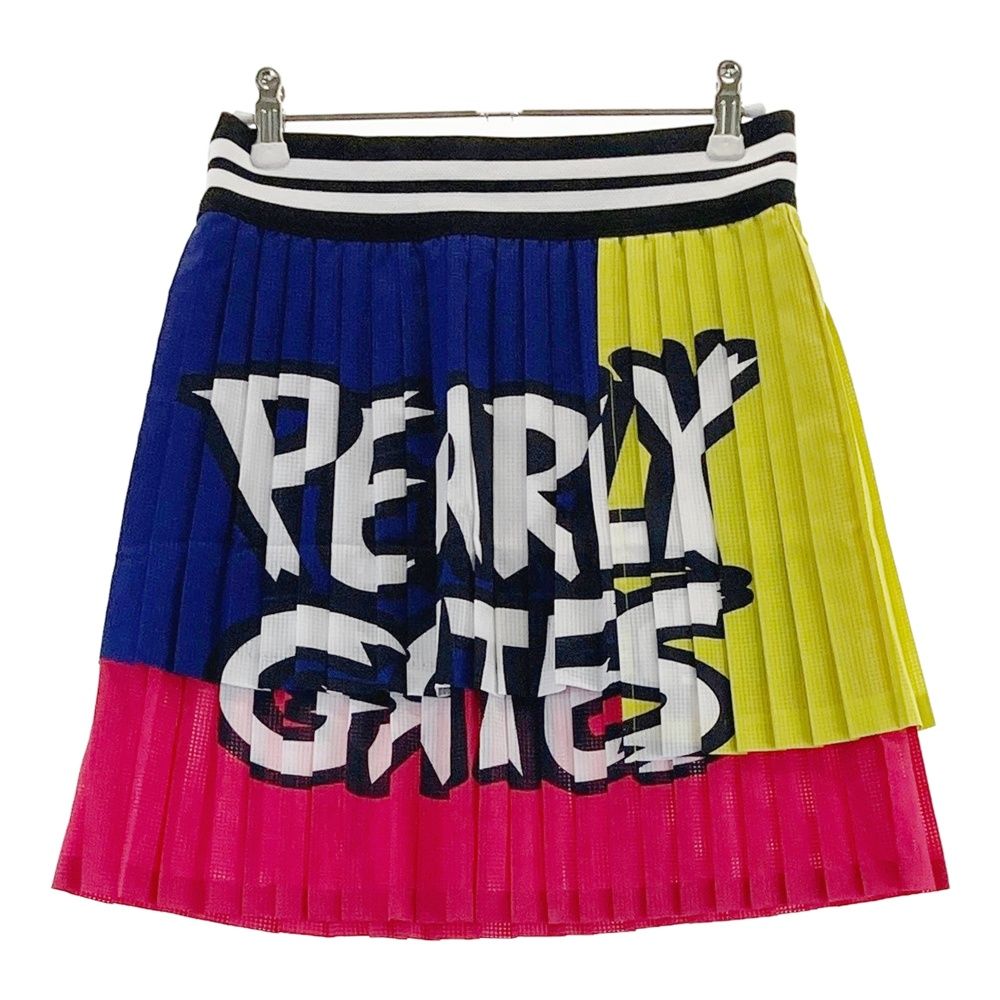 サイズ：0 PEARLY GATES パーリーゲイツ 055-1134412 ドットエアー プリーツスカート ロゴ ネイビー系 [240101528506] ゴルフウェア レディース ストスト