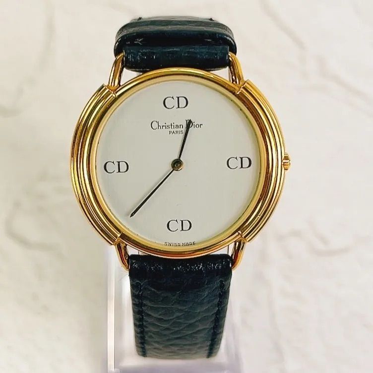 Christian Dior/クリスチャンディオール、ヴィンテージ、オールドdior、純正レザーベルト、腕時計　　A541