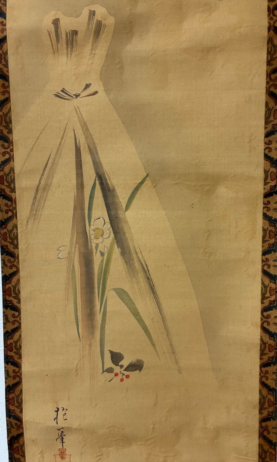 酒井抱一 三幅対 掛軸 花鳥図 桜 月 芦 絹本 琳派 骨董品