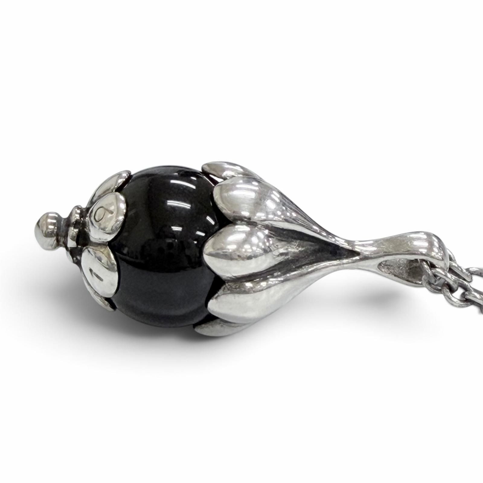 美品△Georg Jensen ジョージジェンセン 1991 925 オニキス ローズ