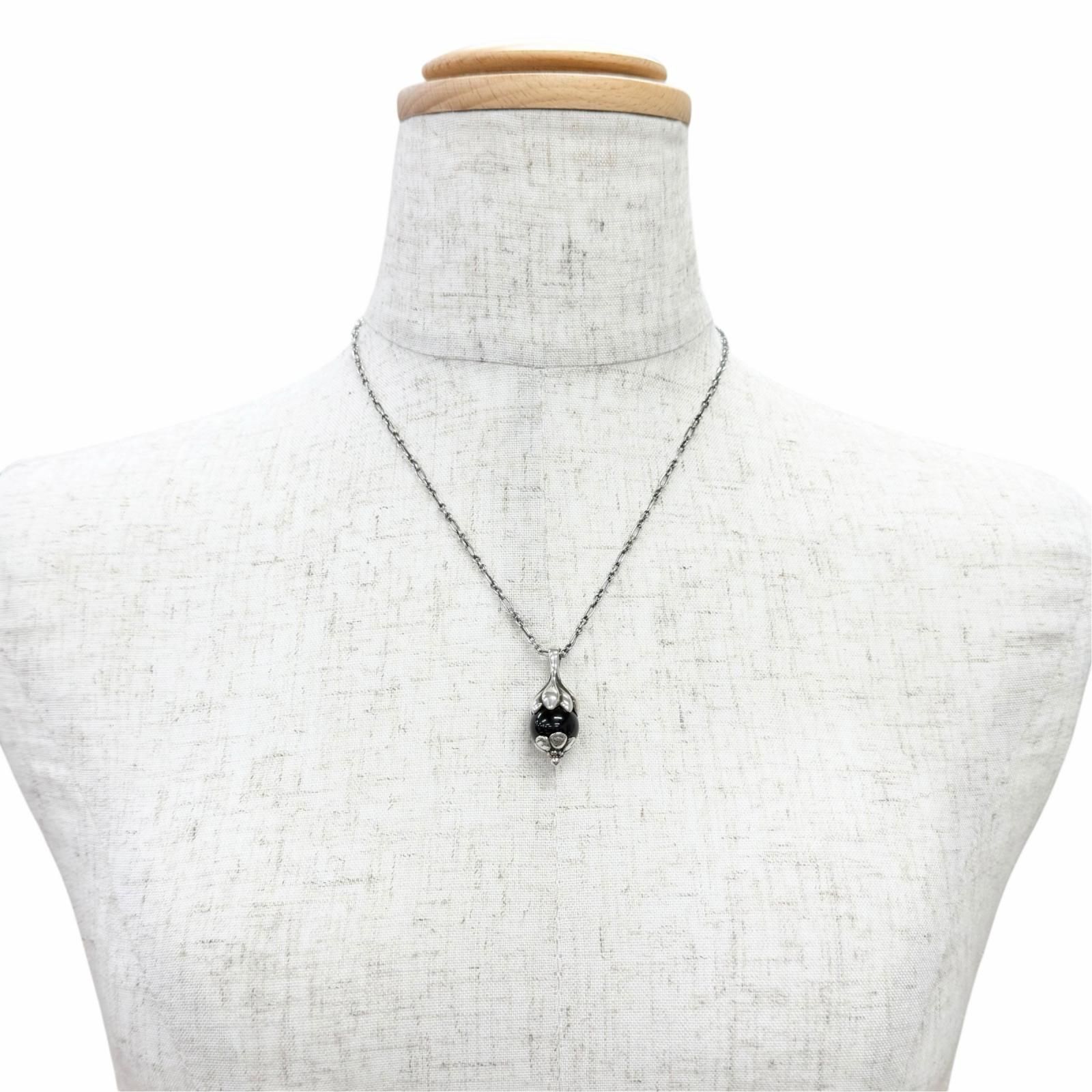 美品△Georg Jensen ジョージジェンセン 1991 925 オニキス ローズ