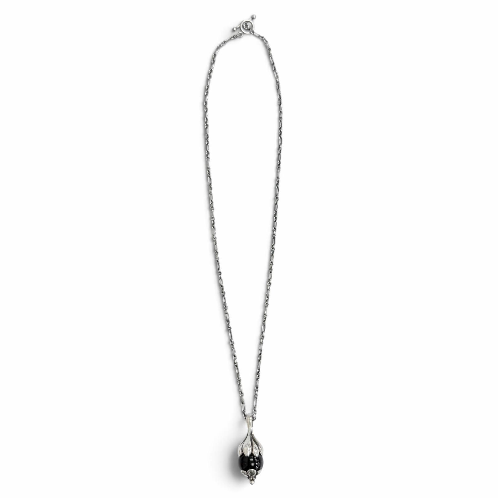 美品△Georg Jensen ジョージジェンセン 1991 925 オニキス ローズ