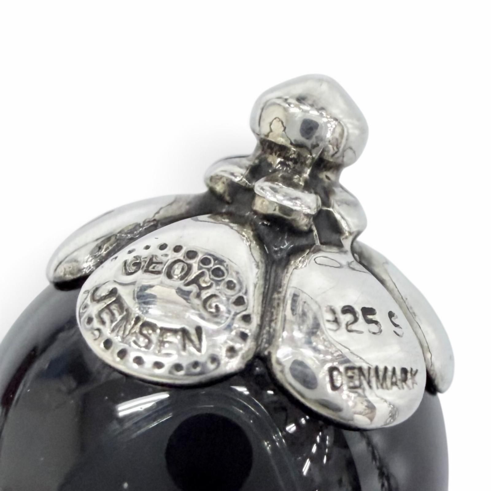 美品△Georg Jensen ジョージジェンセン 1991 925 オニキス ローズ