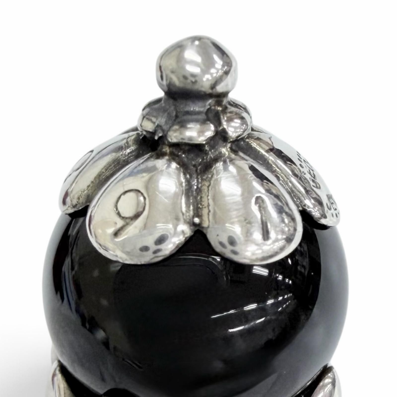美品△Georg Jensen ジョージジェンセン 1991 925 オニキス ローズ
