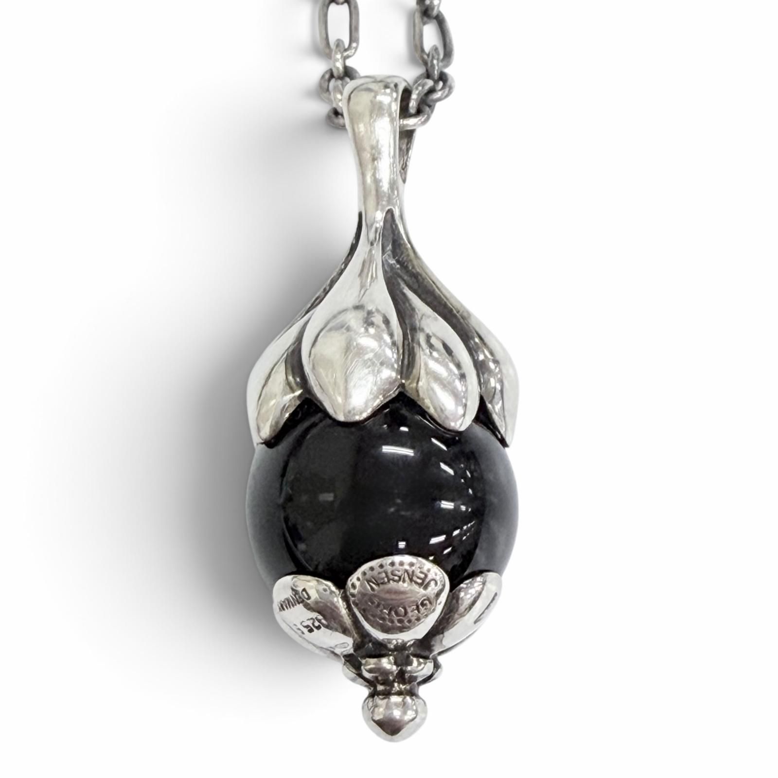 美品△Georg Jensen ジョージジェンセン 1991 925 オニキス ローズ