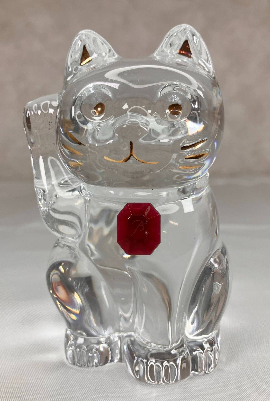 Baccarat バカラ 招き猫 レッドオクトゴン クリスタルガラス 置物 オブジェ 29,452円