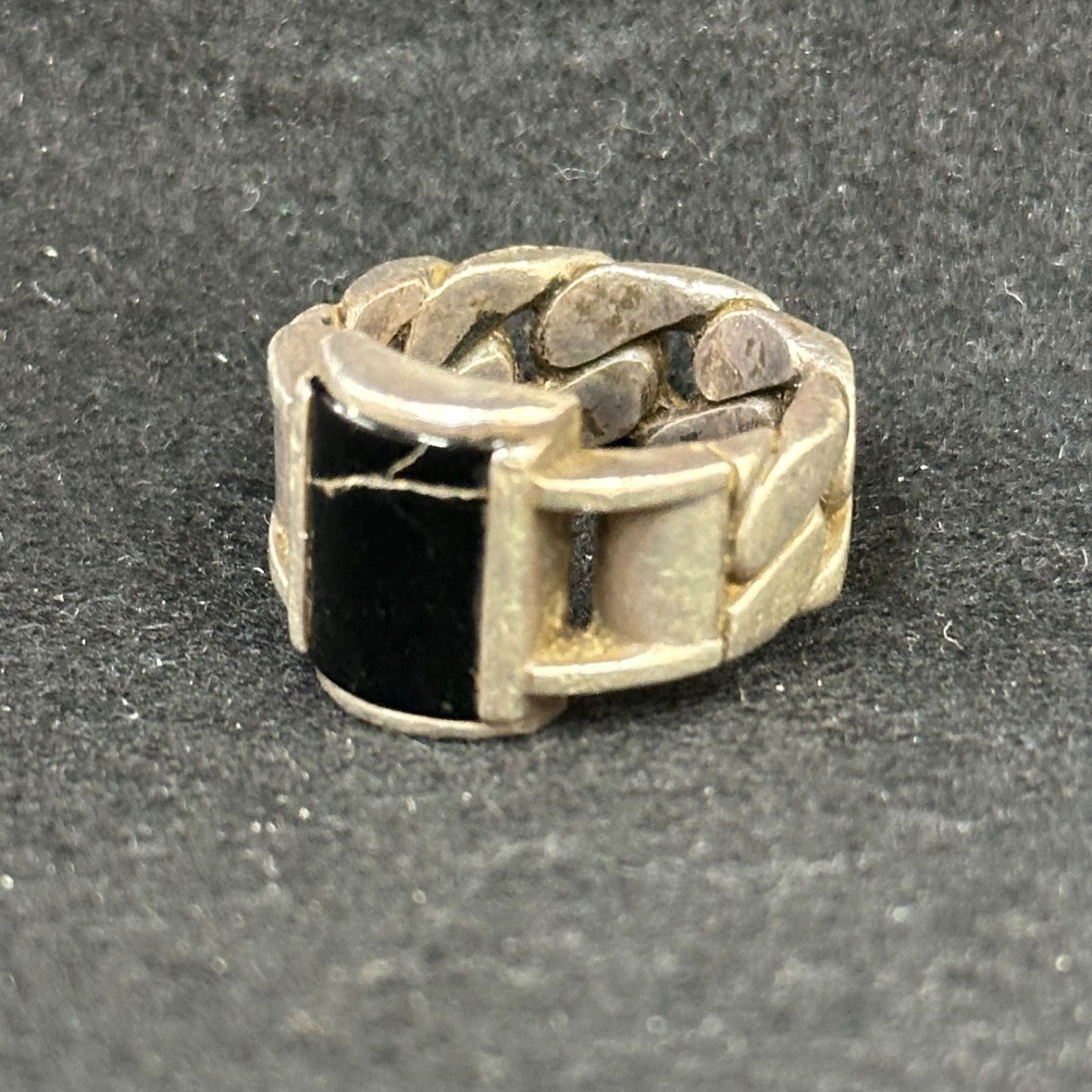 【Z177-n】アクセサリー MARS リング 刻印 925 silver オニキス チェーン 鎖現状品