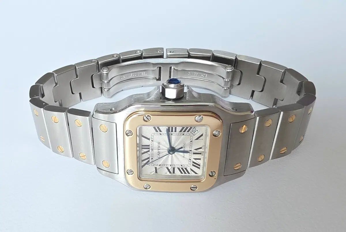 カルティエ サントス ドゥ カルティエ スモール 18K コンビ オートマティック ギョーシェ 판