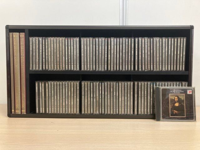□01)【1点限り!】【キャビネット付き】世界クラシック音楽大系 全100巻+索引・音の小辞典など 計105点セット/CD/未開封多数/ケース/棚/B