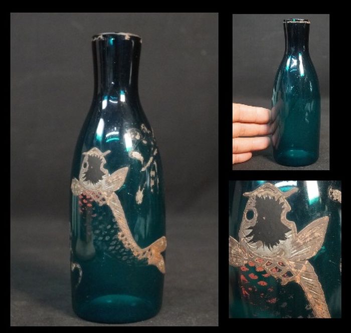 江戸ガラス　江戸硝子　鯉　絵付け　徳利　和ガラス　アンティーク　和骨董　酒器 32,500円