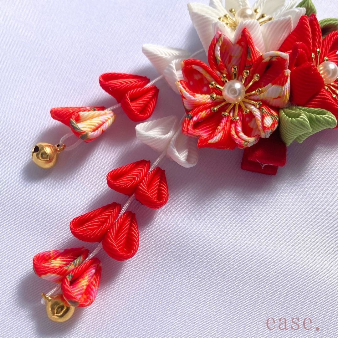 成人式 つまみ 細工 かんざし花 ハンドメイド つまみ 細工 桜 髪飾り
