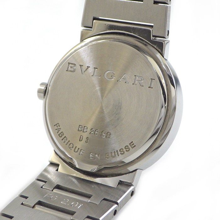 ブルガリ BVLGARI 腕時計 ブルガリブルガリ BB26SS 12ポイント ダイヤモンドインデックス ロゴベゼル ブラック文字盤 SS クオーツアナログ 【中古】